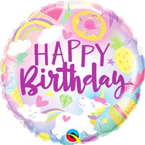Happy Birthday Fantastical - 18&quot; Helium Filled Foil Balloon, Ribbon