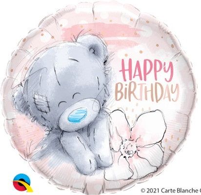 Happy Birthday Tatty Teddy Bear Flower - 18&quot; Helium Filled Foil Balloon, Ribbon