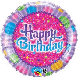 Birthday Sprinkles &amp; Sparkles - 18&quot; Helium Filled Foil Balloon, Ribbon