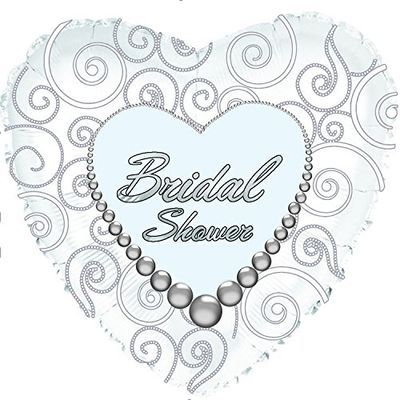 Bridal Shower Pearl&#39;s - 18&quot; Helium Filled Foil Balloon, Ribbon
