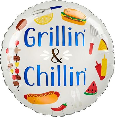 Summer Grilln&#39; - 17&quot; Helium Filled Foil Balloon, Ribbon