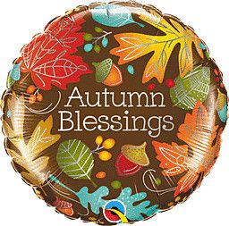 Autumn Blessings  - 15&quot; Helium Filled Foil Balloon, Ribbon