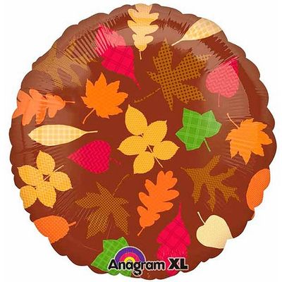 Autumn Leaves - 17&quot; Helium Filled Foil Balloon, Ribbon
