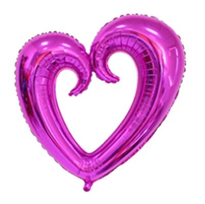 Linking Heart Fuchsia Balloon - 31&quot; Helium Filled Foil Balloon, Ribbon