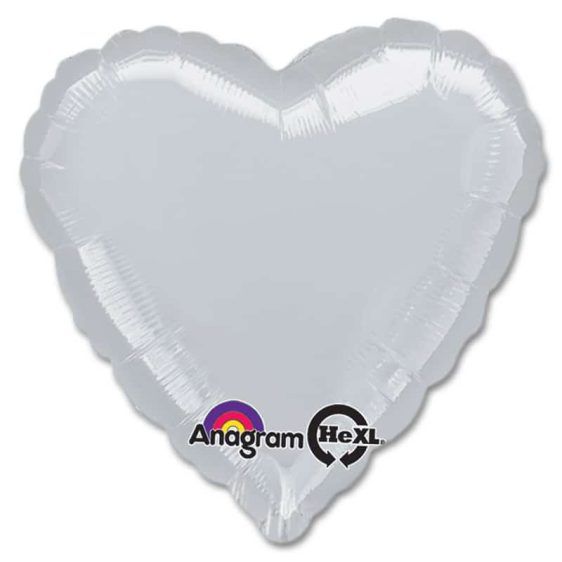 Metallic Silver  - 32&quot; Helium Filled Foil Balloon, Ribbon
