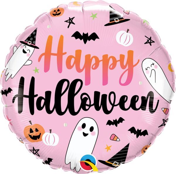 Halloween Cute Ghosts - 18&quot; Helium Filled Foil Balloon, Ribbon