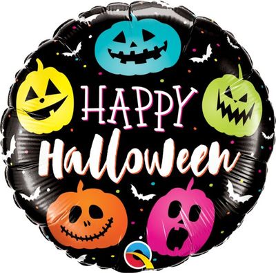 Halloween Jack Faces - 18&quot; Helium Filled Foil Balloon, Ribbon