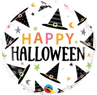 Halloween Witches Hats Pattern - 18&quot; Helium Filled Foil Balloon, Ribbon