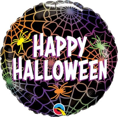 Halloween Spiders and Webs - 18&quot; Helium Filled Foil Balloon, Ribbon