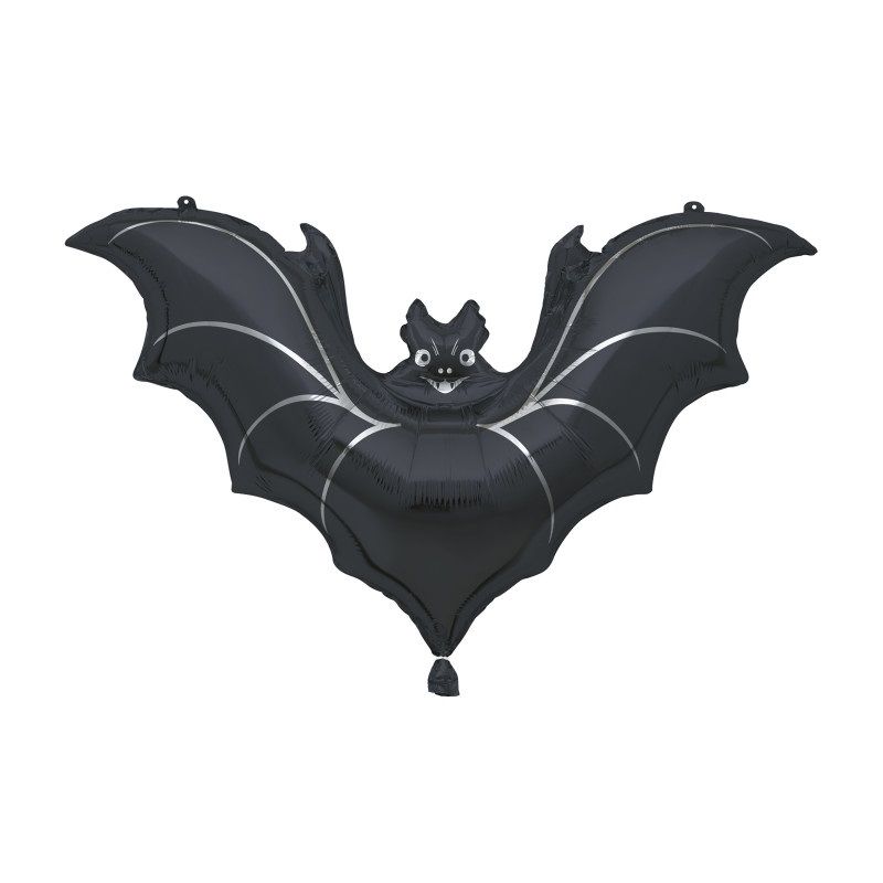 Black Bat Giant - 32&quot; Helium Filled Foil Balloon, Ribbon
