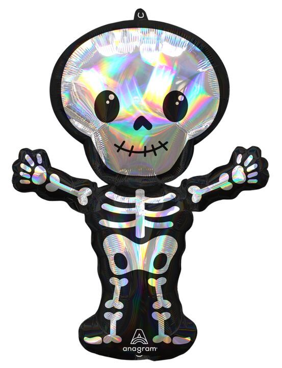 Iridescent Skeleton - 34&quot; Helium Filled Foil Shaped Balloon, Ribbon