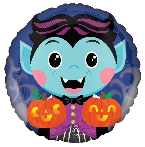 Cute Vampire - 17&quot; Helium Filled Foil Shaped Balloon, Ribbon