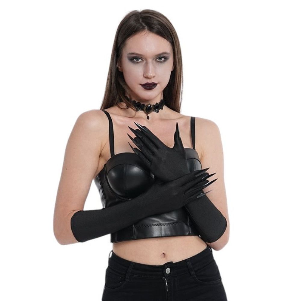 Black Long Gloves w/ Nails