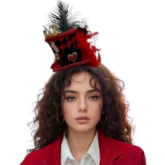 Queen of Hearts Mini Top Hat Headband