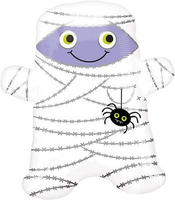 Smiley Mummy Junior - 18&quot; Helium Filled Foil Shaped Balloon, Ribbon