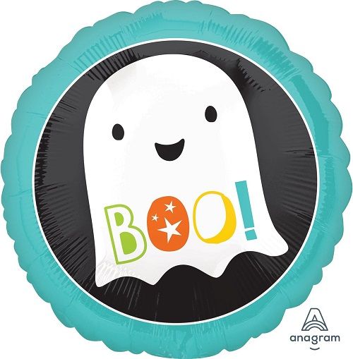 Boo! Ghost - 17&quot; Helium Filled Foil Shaped Balloon, Ribbon