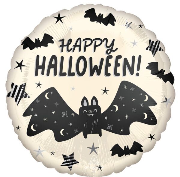 Halloween Satin Bat Attack - 18&quot; Helium Filled Foil Shaped Balloon, Ribbon