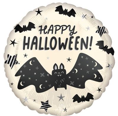 Halloween Satin Bat Attack - 18&quot; Helium Filled Foil Shaped Balloon, Ribbon