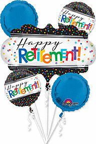 Bouquet Officially Retired - Helium Filled Foil Balloon, Ribbon and Basic Weight