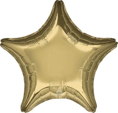 White Gold Star - 19&quot; Helium Filled Foil Balloon, Ribbon