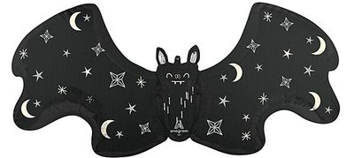 Satin Bat Attack - 40&quot; Helium Filled Foil Shaped Balloon, Ribbon