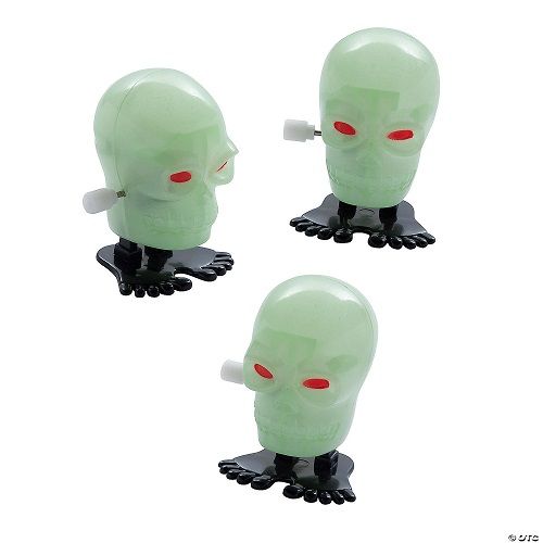 Glow-in-the-Dark Skeleton Head Wind-Ups