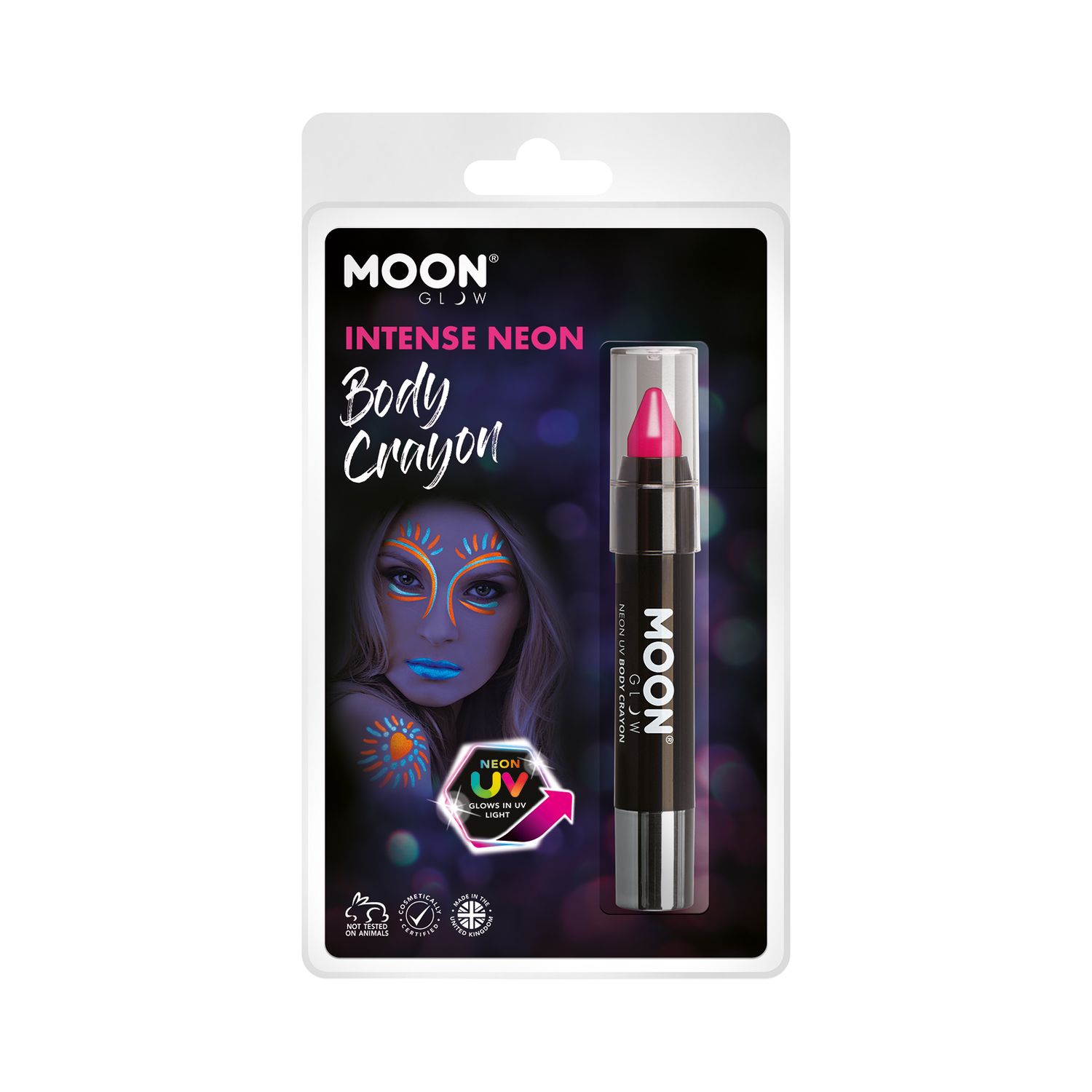 Neon UV Body Crayon 3.5g, Color: Intense Pink