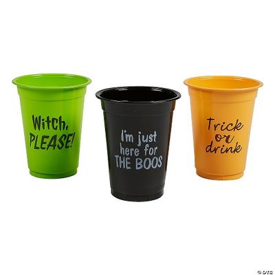 Halloween Party Sayings Disposable  - 16oz Plastic Cups 25ct