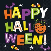 Cat &amp; Pumpkin Happy Halloween - Luncheon Napkin 16Ct