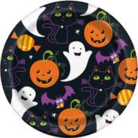 Cat &amp; Pumpkin - 7&quot; Plate 8 Ct