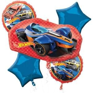 Bouquet Hot Wheels - Helium Filled Foil Shaped Balloon, Ribbon and Basic Weight