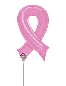Pink Ribbon - 14&quot; Air Filled Foil Balloon