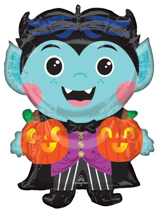 Cute Vampire - 30&quot; Helium Filled Foil Shaped Balloon, Ribbon