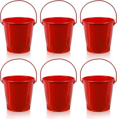 Metal Bucket w/Handle - Red