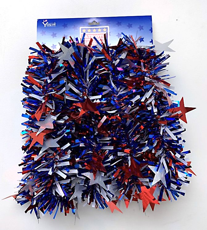 Patriotic Jumbo Star Garland 8&#39;