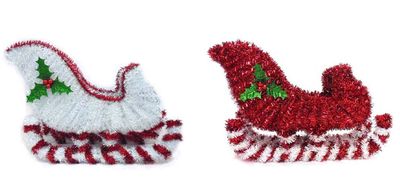 3D Tinsel Sleigh 12&quot;