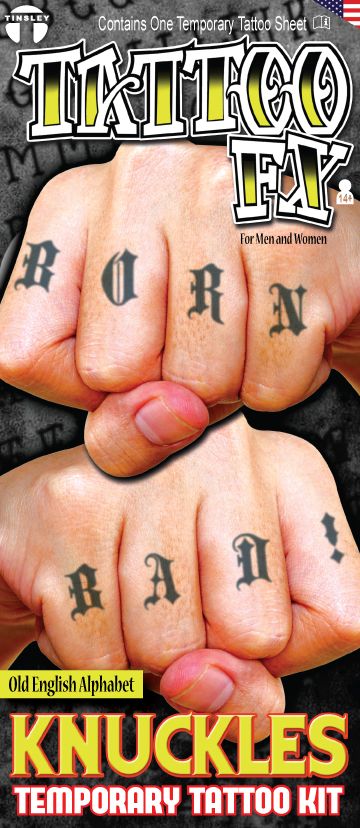 Character Tattoo Kit Knuckles - Alphabet Old English