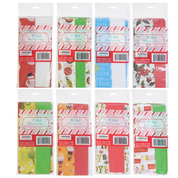Christmas Tissue Paper 10ct Assorted