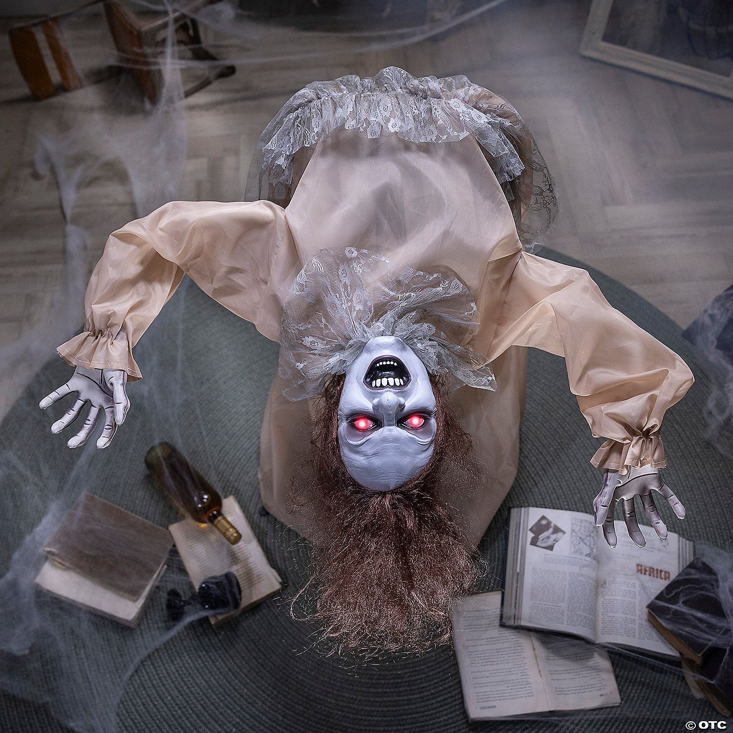 Bent Backwards Creepy Lady 4&#39; 3 1/4&quot; Animated Halloween Decoration