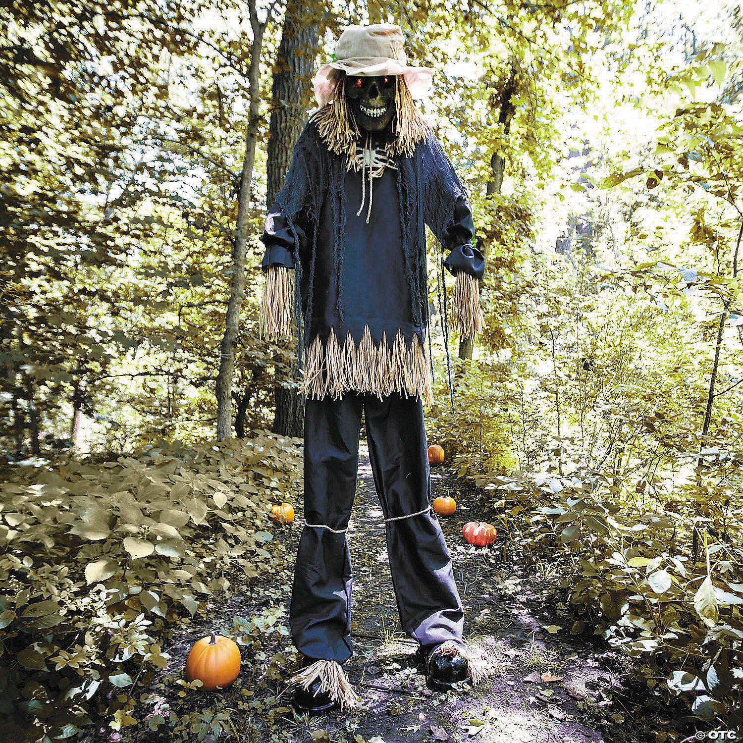 Skeleton Scarecrow 7&#39; 6&quot; Light-Up Lifting Halloween Decoration
