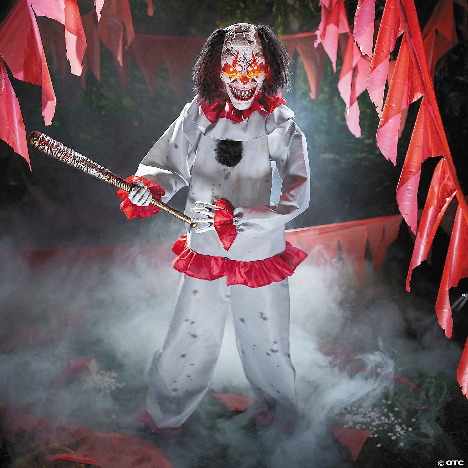 Clown with Baseball Bat 5 Ft. 8 3/4&quot; Animated Standing Halloween Decoration