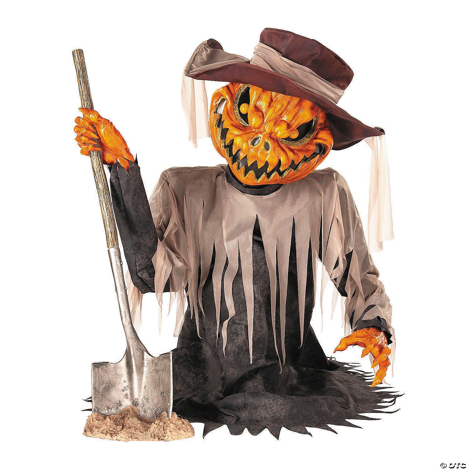 Pumpkin Head Scarecrow 3&#39; Light-Up Animated Pop-Up