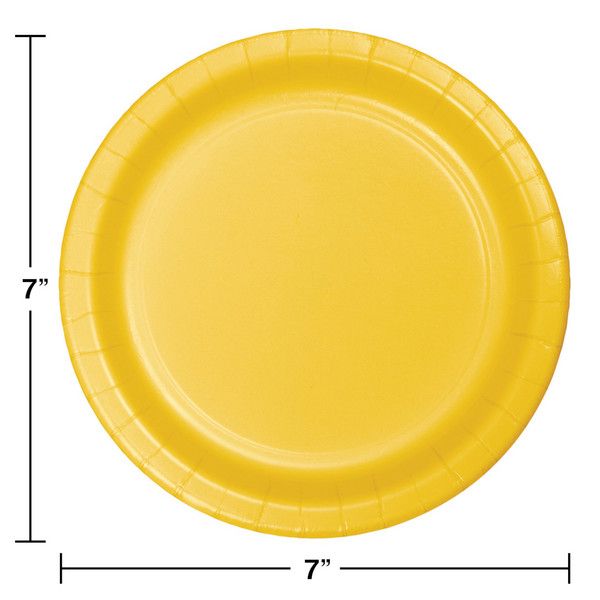 7&quot; Paper Dessert Plate Schoolbus Yellow 24 Ct