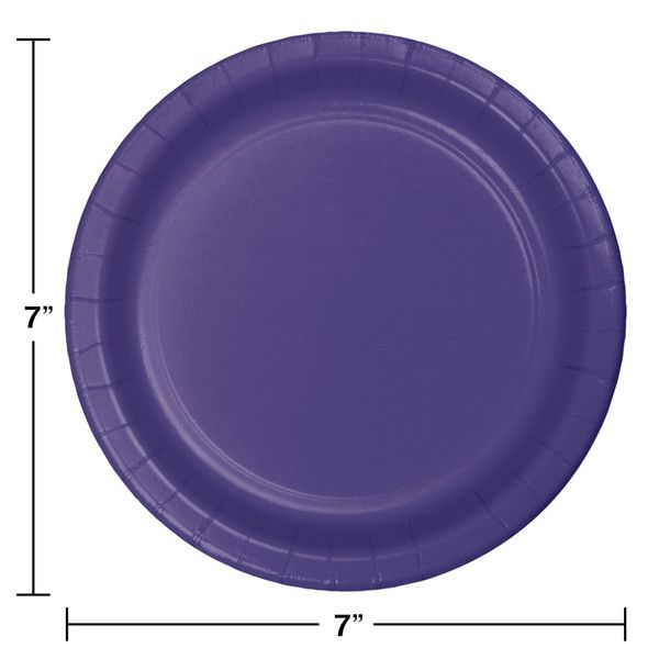 7&quot; Paper Dessert Plate Purple 24 Ct