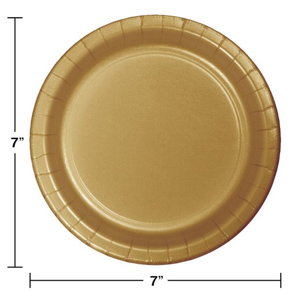 7&quot; Paper Dessert Plate Glittering  Gold 24 Ct