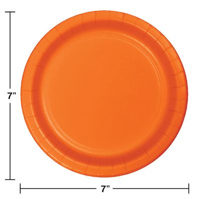 7&quot; Paper Dessert Plate Sunkissed  Orange 24 Ct