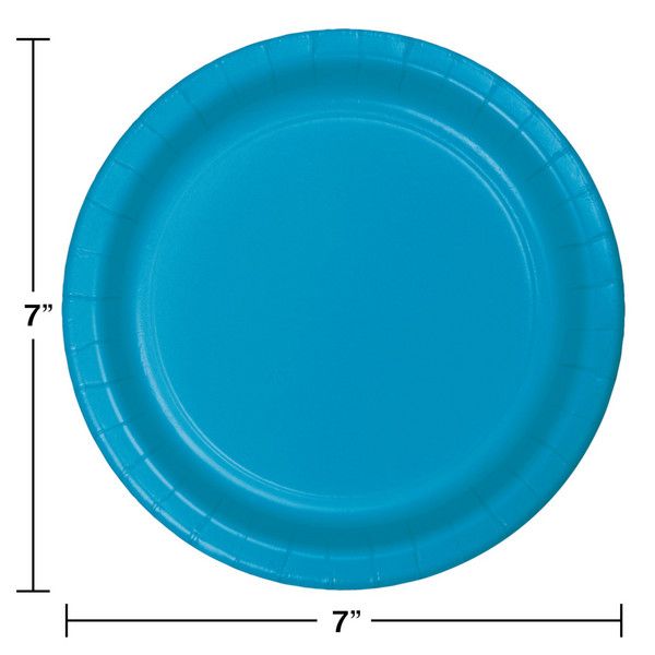 7&quot; Paper Dessert Plate Turquoise 24 Ct