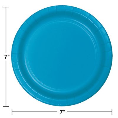 7&quot; Paper Dessert Plate Turquoise 24 Ct