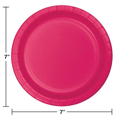 7&quot; Paper Dessert Plate Hot Magenta 24 Ct