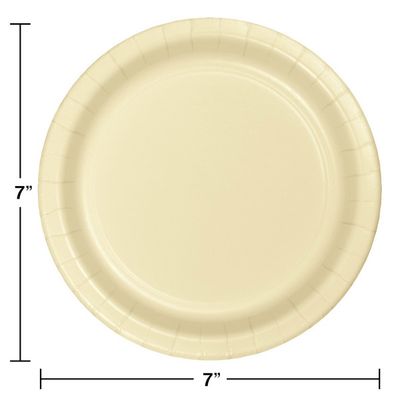 7&quot; Paper Dessert Plate Ivory 24 Ct